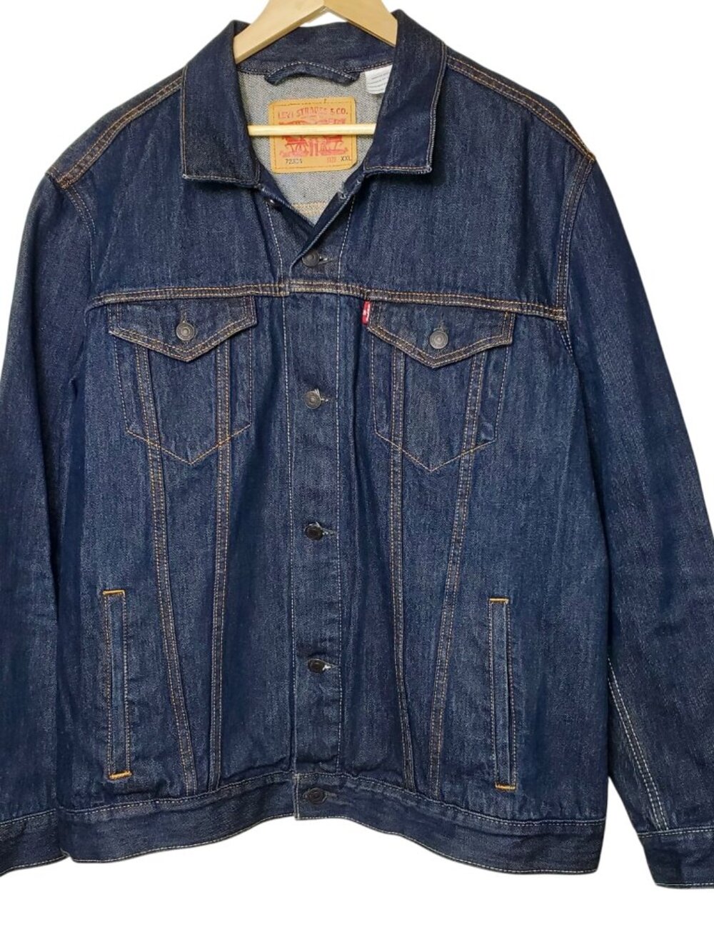 Levis Men s Dark Blue Jean Trucker Jacket, Size XXL